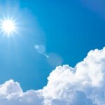 Blue sky in hottest summer