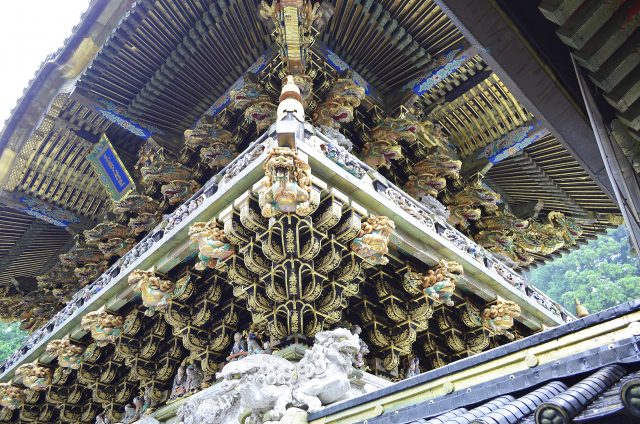 Detailed carvings of Yomeimon Gate at Nikko Toshogu Shrine